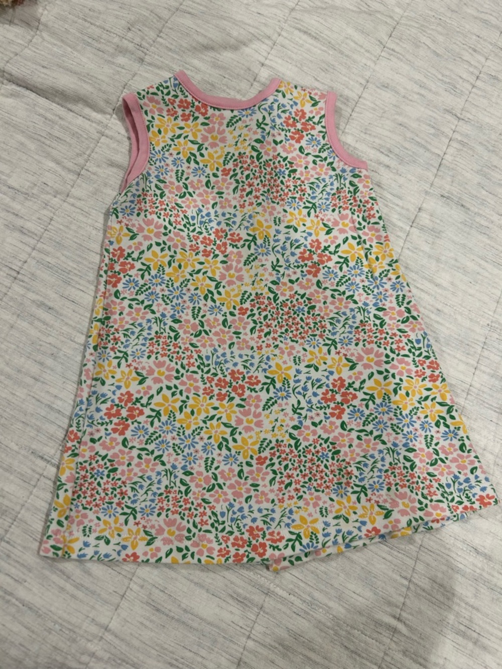 Girls' Pink Multicolor Floral Sleeveless Casual Dress